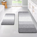 OLANLY Bathroom Rug Set 2 Piece, Soft Absorbent Microfiber Bath Rug Set, Non-Slip, Machine Wash Dry, Plush Shaggy Bath Mats for Bathroom (47"x20"+24"x16", Light Grey)
