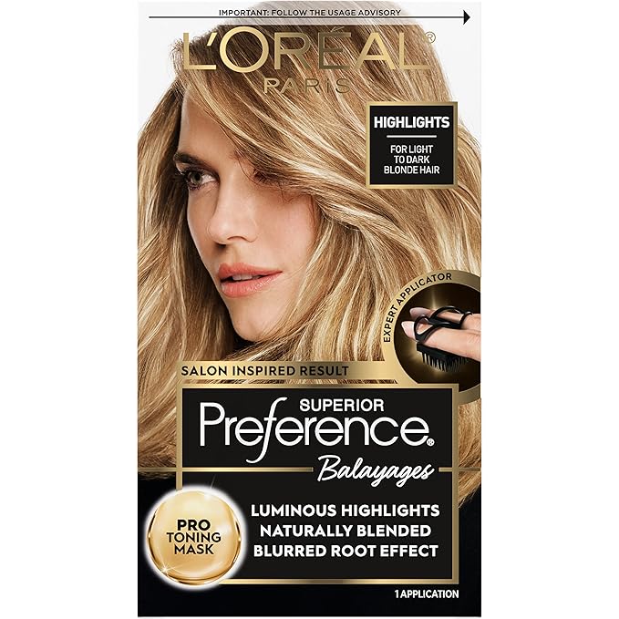 L'Oreal Paris Superior Preference Balayage Kit, Hair Dye for At-Home Highlighting with Pro Toning Mask, Light to Dark Blonde, 1 Kit