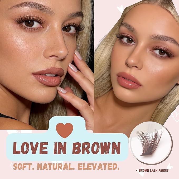 Brown Lash Clusters 144PCS Natural Fluffy Thick Eyelash Clusters, C Curl Volume Cluster Lashes, False Eyelashes, Beginner Friendly, DIY Eyelash Extensions for Natural Look (8-16mm, Brown)