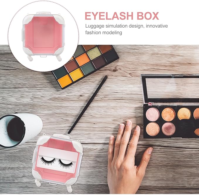 Housoutil False Eyelash Storage Case Pink Eyelash Organizer Compact Packing Box for Travel and Household Use