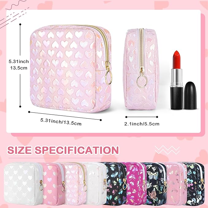 Period Bag Pouch, Leather Sanitary Napkin Storage Bag for Girls Womens, Portable Sanitary Napkin Period Pad Pouch Bag for Purse (Pink-3D Love)