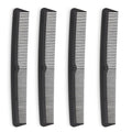 Professional Grade Styling Comb Set - 4 Pack Premium Carbon Fiber 7" Comb - Heat Resistant, Fine and Wide Tooth, Anti Static - Salon Quality Hair Styling Accessories for Home or Barber