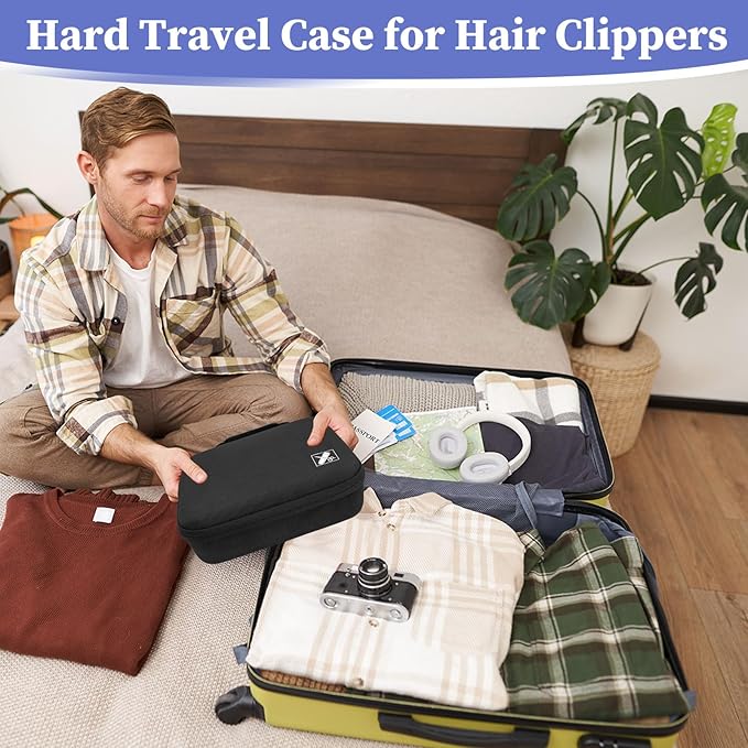 Hard Clipper Case for Barbers, Hair Clippers Travel Case for Hatteker/Oneisal/Wahl 5star/Andis Razor Guard Grooming Kits, Hair Cutting Barber Supplies Holder, Trimmer Organizer Storage Bag