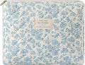 uekeboag Quilted Cotton Makeup Bag,Coquette Quilted Toiletry Bag for Women and Girls,Floral Coquette Pouch,Cute Kawaii Travel Cosmetic Bags(05Light Blue Flower)