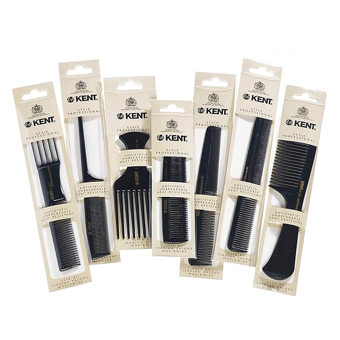 Kent SPC84 Hair Pick Comb for Curly, and Thick Hair – Professional Antistatic Heat-Resistant Prong Fork for Volume and Lift – Barber Teasing Comb for Natural Styling and Maintenance