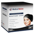 24" Hair Net Disposable Bouffant Caps |CASE OF 1000, BLACK| Hairnets, Non-Woven, Non-Pleated Hair Cover |for Medical, Lab, Nurse, Tattoo, Food Service, Hospital, Cooking- Size 24" Black