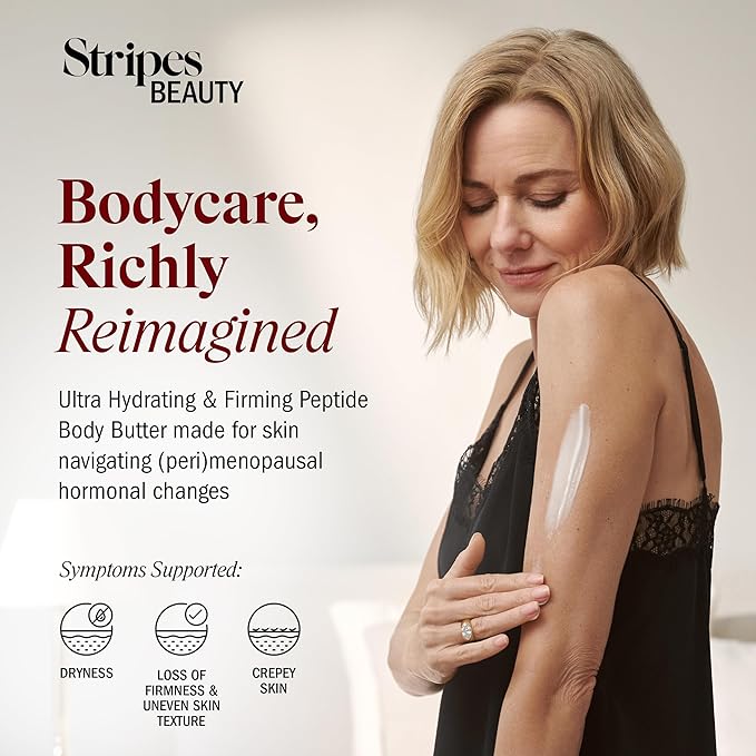 STRIPES Beauty (by Naomi Watts) - Rich & Tight Ultra Hydrating & Firming Peptide Body Butter with Ectoine and Squalane, Improves Skin Firmness, Texture and Tone, 16.48 oz