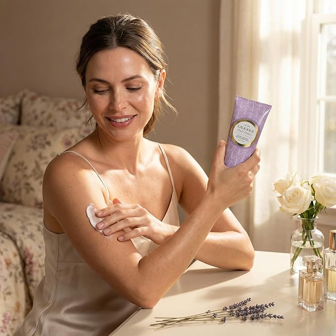 LaLicious Sugar Lavender Body Butter - Hydrating Body & Skin Moisturizing Cream with Whipped Shea Butter, Vitamin E, Cucumber Extract & Apricot Oil - No Parabens (8oz)