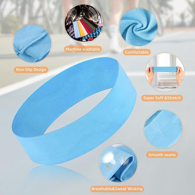 Headbands for Women, Stretchy Non Slip Soft Cotton Cloth Hair Bands for Sports, Workout, Yoga and Running, 7pcs