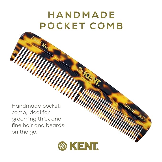 KENT Hair Comb for Men, Handmade Pocket Comb, Fine and Wide Tooth Hair Comb for Grooming and Styling, Sawcut Kent Comb, 2 Pack (Yellow Tokyo)