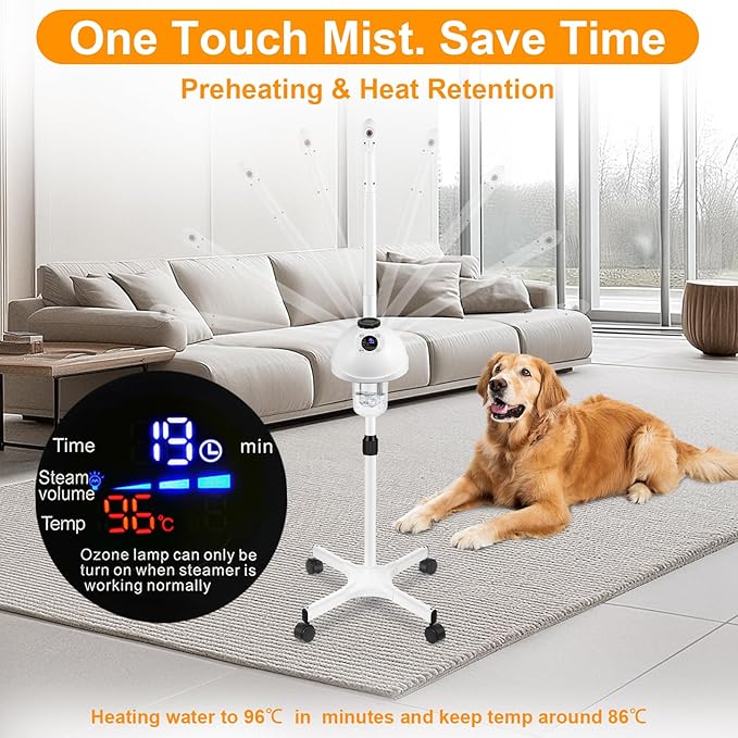 Professional Facial Steamer, Vaporizador Facial with Mist Adjustable & Timer, Ionic Steam Intensity Adjustable & Movable Arm, Preheating Esthetician Steamer, Home Beauty Salon SPA