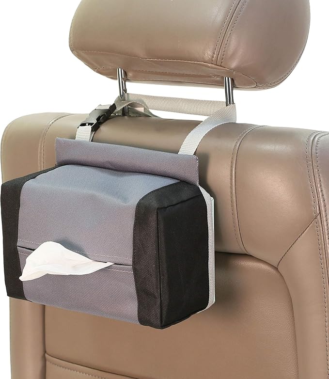 FH Group E-Z Travel Napkin Tissue Dispenser Holder Fits Most Cars, SUVs, Trucks, and Vans Gray