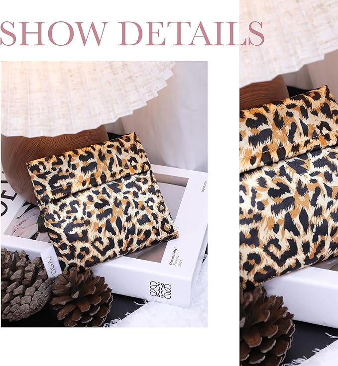 DGAZ Sanitary Napkin Storage Bag, Period Bag for Teen Aged Girls, Portable Period Bag for Panty Liners/Menstrual Cup/Small Tampons，Mini Makeup Bag for Purse(Leopard A)