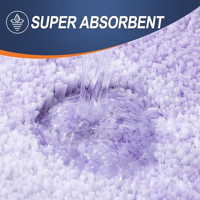 OLANLY Bathroom Rug Set 2 Piece, Soft Absorbent Microfiber Bath Mats and U-Shaped Contour Toilet Rug, Non-Slip, Machine Wash Dry, Plush Shaggy Bath Mats for Bathroom (30"x20"+24"x20", Light Purple)