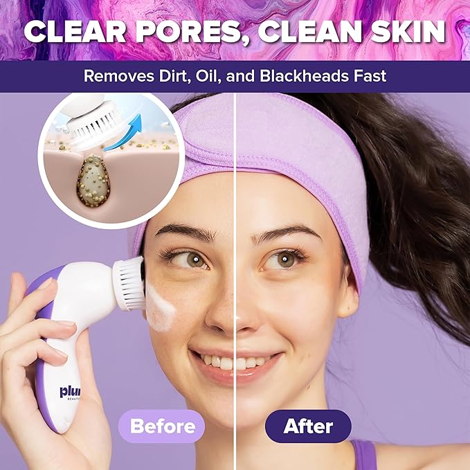 Face Scrubber Electric Facial Cleansing Brush Rechargeable, Rotating Scrubber Face Pore Cleansing Brushes for Radiant Skin, Electric Cleanser for Pores, Glow, and Daily Deep Pore Wash, Expoliator