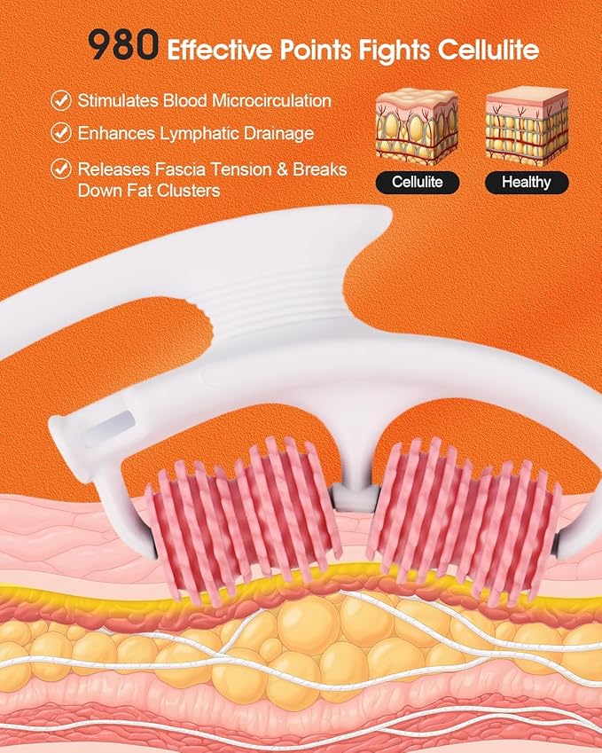 Anti Cellulite Massage Tool - Ergonomic Cellulite Remover for Legs and Arms with Detachable Handles - Smooth-Glide Lymphatic Drainage Massager for Boost Confidence and Tightened Skin(Pink)