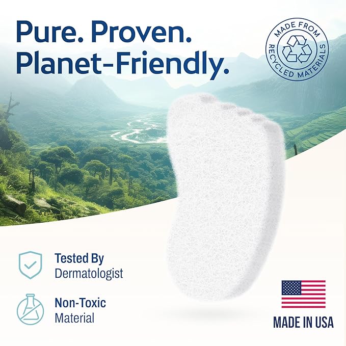 HartFelt Foot Exfoliating Sponge | Chemical-Free Foot Scrubbers for Smooth & Soft Feet | Gentle Sponge Pad for Callus Removal, Dead Skin & Cleansing | Made in USA - 6 Count