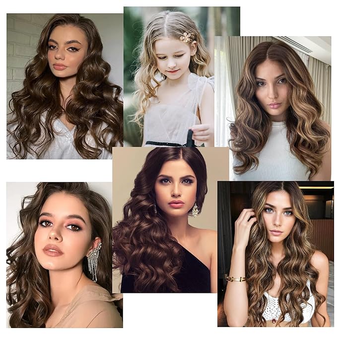 Black Satin Covered Heatless Overnight Curling Rods for Curls and Straight Short Hair - 6Pcs