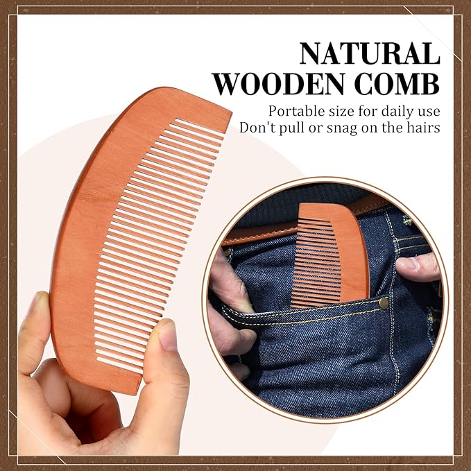 Zubebe 20 Sets Beard Brush and Comb Set for Men, Boar Bristle Brush, Wood Mustache Comb and Beard Trimming Scissors with Travel Pouch, Beard and Mustache Grooming Kit for Beard Care Valentine GIft