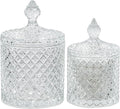 R FLORY 2 Pack Qtip Holder Glass Apothecary Jars with Lids Bathroom Storage Organizer for Cotton Swabs, Balls, Pads, Floss Picks, Vanity Storage Containers for Makeup, Candy, Jewelry (10+24oz, Clear)