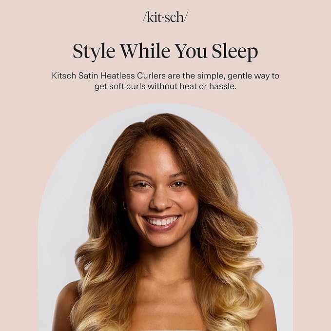 Kitsch Satin Hair Curlers, Heatless Curling Rod - Jumbo Flexi Rod for Heatless Curls Overnight, Comfortable Hair Curlers to Sleep In for Frizz-Free, No Heat Damage Styling - 4pcs Eucalyptus