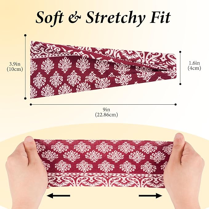 Headbands for Women Non-Slip Workout Hair Bands, 6 Pack Stretchy Athletic Soft Sweatbands, Elastic Cloth Fabric Headband, Fashion Head Bands for Yoga Running Sports Gym Sports Exercise