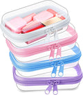 Hoolerry 4 Pcs Hard Clear Zipper Case Makeup Bags Plastic Zipper Pouch Transparent Storage Box Containers for Cosmetics, Snacks, Building Blocks, Puzzles(Clear,5 x 3 x 2 in,Multicolor)