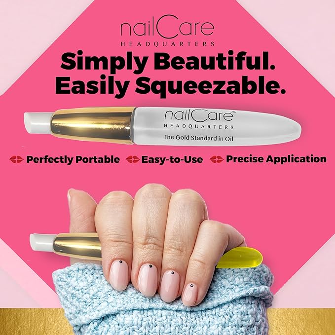 Nail Care Headquarters Refillable Empty Squeeze Cuticle Pens, perfect for holding Simply Pure Nail & Cuticle Oil - Gold Cap Single