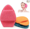 3Pcs Large Facial Sponge Set, 5.9in Reusable Cleansing Puff Colorful Makeup Remover Exfoliating Pads for Gentle Cleansing, Soft Face Sponge for Daily Face Wash(Pink Orange Green)