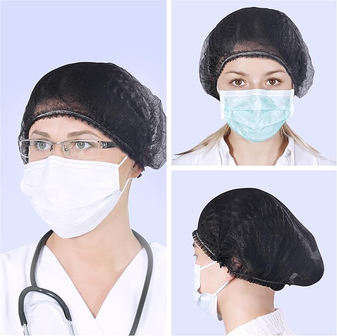 TaShow 120 Pcs Disposable Bouffant Caps, 21 Inches Hair Nets for Women and Men, Polypropylene Non-Woven Hair Nets