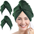 YoulerTex Microfiber Hair Towel Hairs Wrap: 2 Pack 10X26 Hair Dryer Towels for Women Absorbent Turban Twist Drying Shower Cap Curly Hairs Products for Hair's Care Accessories (Emerald)