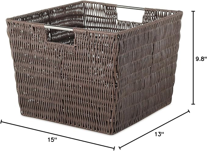 Whitmor Rattique Storage Tote Basket - Java 13W x 15D x 9.63H in.
