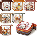 Bencailor 12 Pcs Pot Holders with Pocket Kitchen Hot Potholders Hot Pad Oven Mitts Cookie Bag Oven Gloves for Kitchen Gift Baking Cooking(Pastel,Flower)