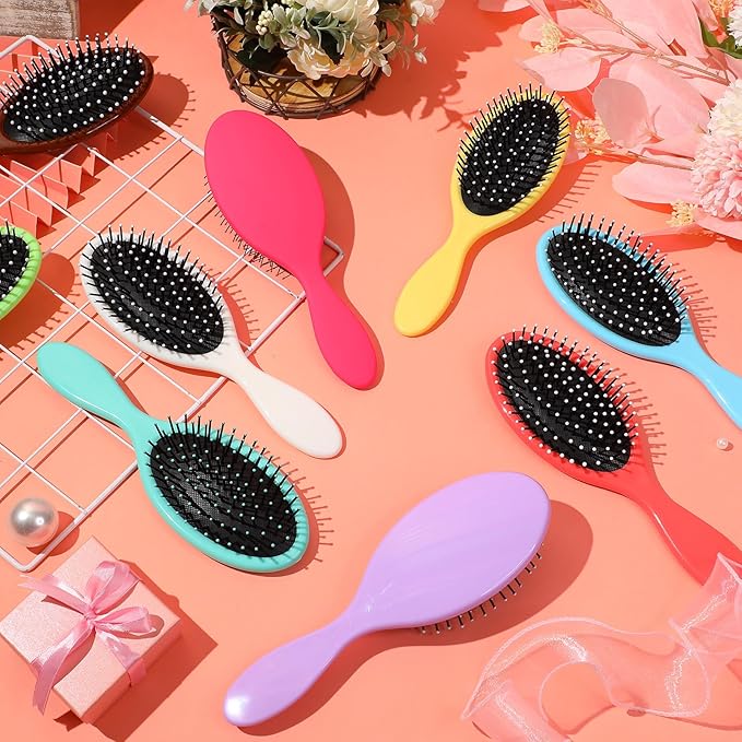 Suclain 30 Pieces Wet Hair Brushes for Women Travel Detangling Brush Soft Bristles with Cushion Base Drying Detangler Small Hair Brushes for Women, 10 Colors