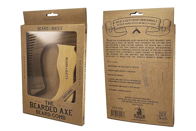 THE BEARDED AXE BEARD COMB | Original | Green Sandalwood/Boxwood | Artisan Crafted & Handmade