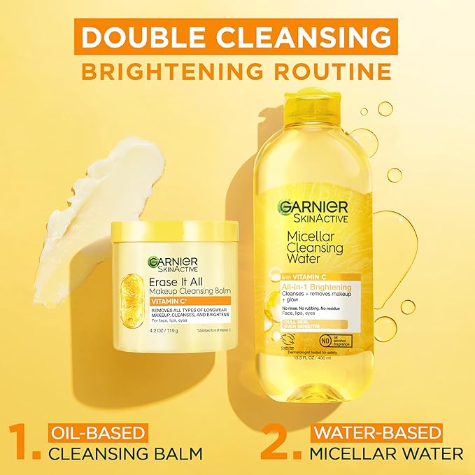 Garnier Erase It All Makeup Cleansing Balm with Vitamin C, Brightening Facial Cleanser and Makeup Remover, 4.2 Oz