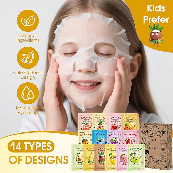 126 Pack Sheet Hydrating Face Masks Skincare for Women, Bulk Fruit Face Mask Skin Care for Kids, Facial Masks Set for All Skin Types, Easter Basket Stuffers, Spa Party Supplies for Girls Teens