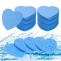 uxcell 120 Count Compressed Facial Sponges Heart-Shaped Face Cleansing Sponges Pads for Daily Skincare Routines at Home, Kitchen, Travel, Blue