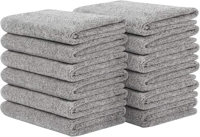 SINLAND Microfiber Face Cloths Highly Absorbent Washcloths Soft Feel Fingertip Towels Multi-Purpose Wash Cloths for Bathroom, Gym, Hotel, Spa and Kitchen, 12Inch x 12Inch