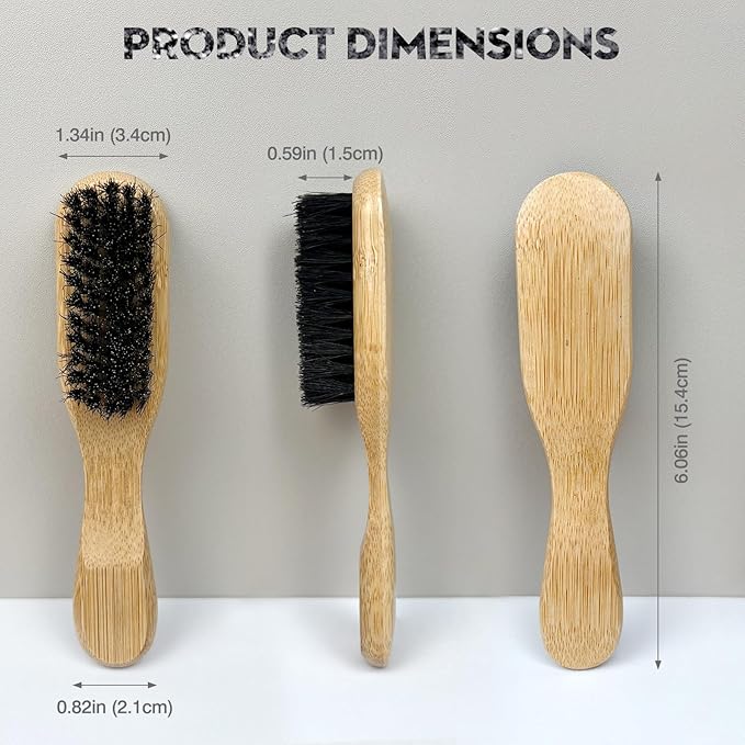 Men's Beard Brush with Natural Boar Bristles, Mustache Grooming and Styling Tool, Use with Beard Oils & Balms