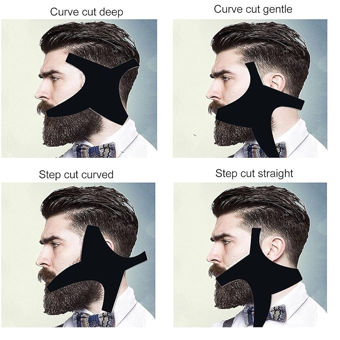 5 Piece Beard Shaper Abs Combi Beard Styling Kit for Mustache, Set Tool Beard Styling Board for Hairline Design Card Neck Bearded, Beard Mustache Combs (Black)