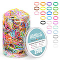 HOYOLS 2500 pcs Colorful Elastic Hair Rubber Bands, Small Hair Ties Accessories No Pull No Damage Stretch Holder for Girls Women TPU (25 Mixed Multi Hue)