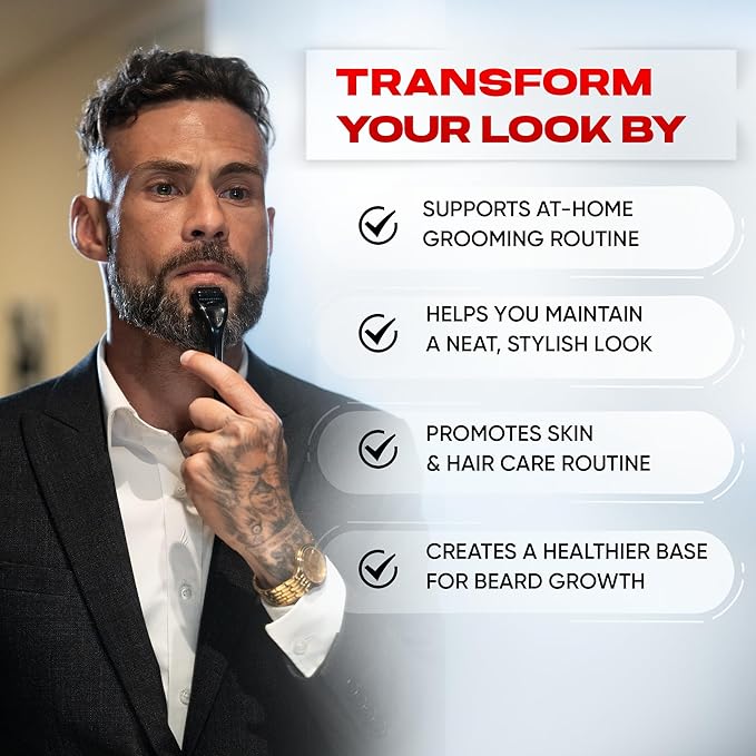 Derma Roller 0.25mm with Storage Case – Titanium Grooming Tool for Beard, Face & Scalp Hair, At-Home Skin Care Tool for Men & Women, Gift for Him