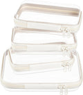 4 pcs Clear Zipper Pouches,Hard Shell Zipper Case, Toiletry Bag for Travel, CLear Diaper Bag, Toiletry Pouch, Travel Organizer, Cosmetic Bag,Toy Storage Bins (M+3S)(Ivory)