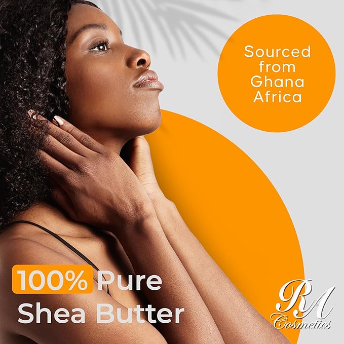RA Cosmetics Pure Shea Butter, Unscented - 12oz | 100% Pure and Natural African Shea Butter for Men & Women - Handcrafted Moisturizer with Essential Vitamins for Radiant Skin, Thicker Hair & Soft Lips