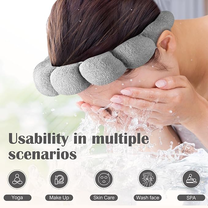 Spa Headbands for Washing Face or Facial, Set of 2 Skincare Headbands, Terry Cloth Headband Wash Combo Pack - Puffy Makeup Washing, Mask, Skin Treatment