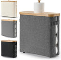 32L Bathroom Toilet Paper Storage Basket with Lid and Handle - Mega Capacity， Bamboo Collapsible Toilet Paper Holder Storage with Non-Slip Bottom, Extra Toilet Roll Storage, Elegant Gray，1 Pack
