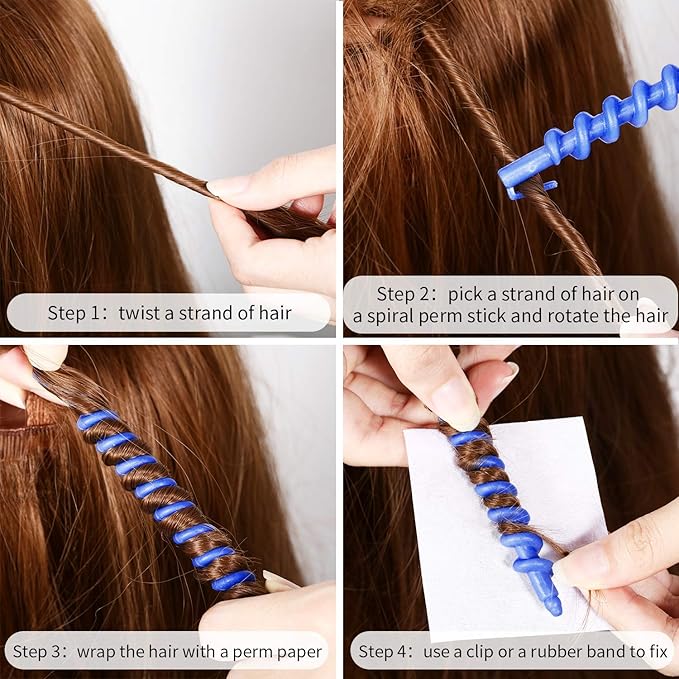 WILLBOND 40 Pieces Hair Perm Rod Spiral Plastic Long Barber Hairdressing Styling Curling Perm Rod Hair Rollers Salon Tools for Women(6.10 x 0.24 Inch)