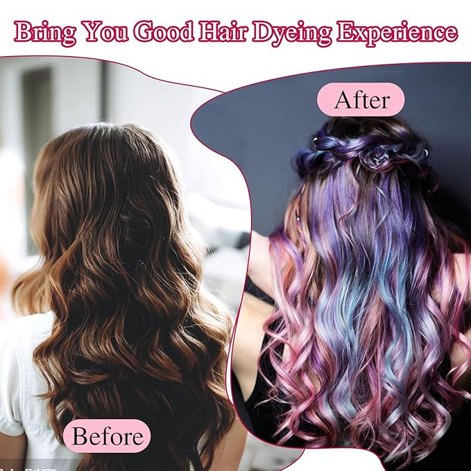 Bewudy Hair Highlighting and Coloring Kit with 12 Frosting Caps, Hooks for Salon Dyeing and Hairdressing (Purple)