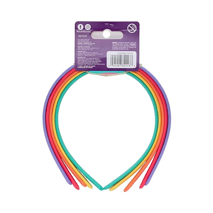 Goody Kids Ouchless Classic Headband , Assorted Colors - For All Hair Types - Beautiful Design for Instant Style - Pain-Free Hair Accessories for Boys, and Girls, 5 Count (Pack of 1)